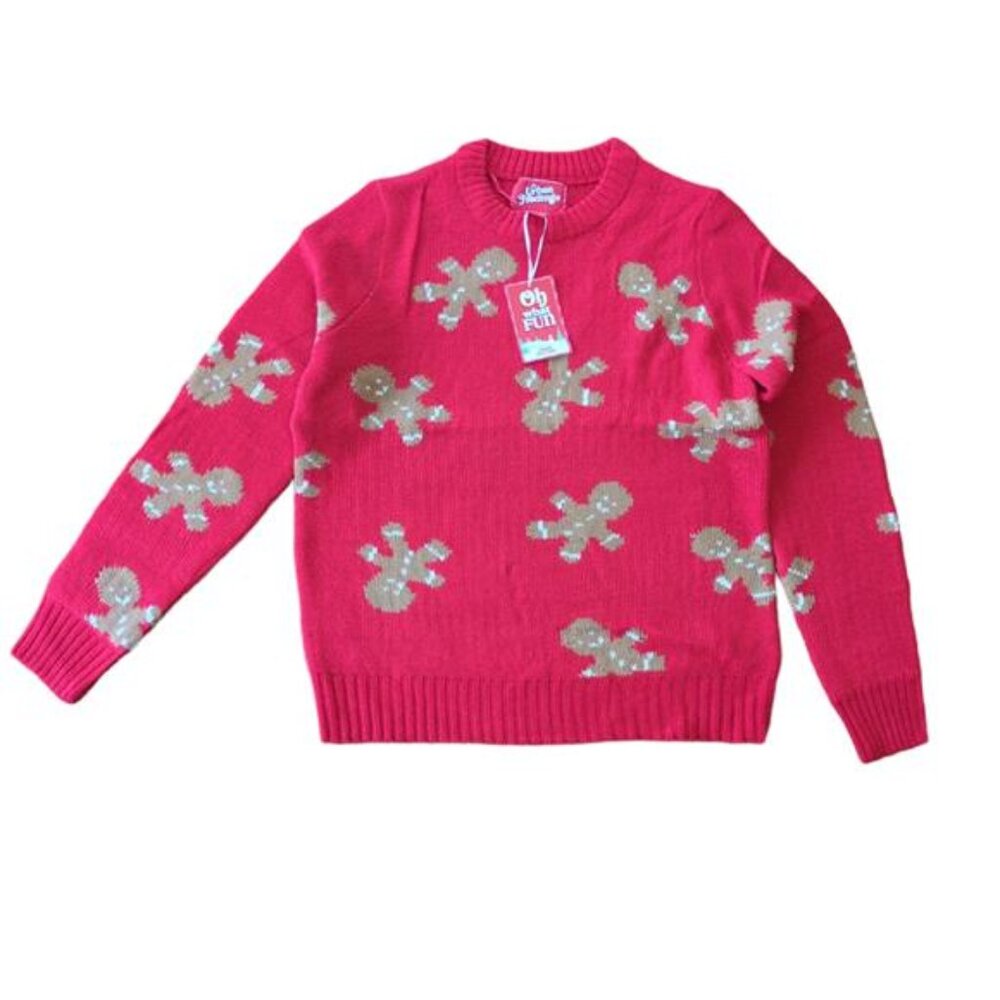NEW Urban Heritage Red Gingerbread Man Ugly Christmas Sweater Women's S